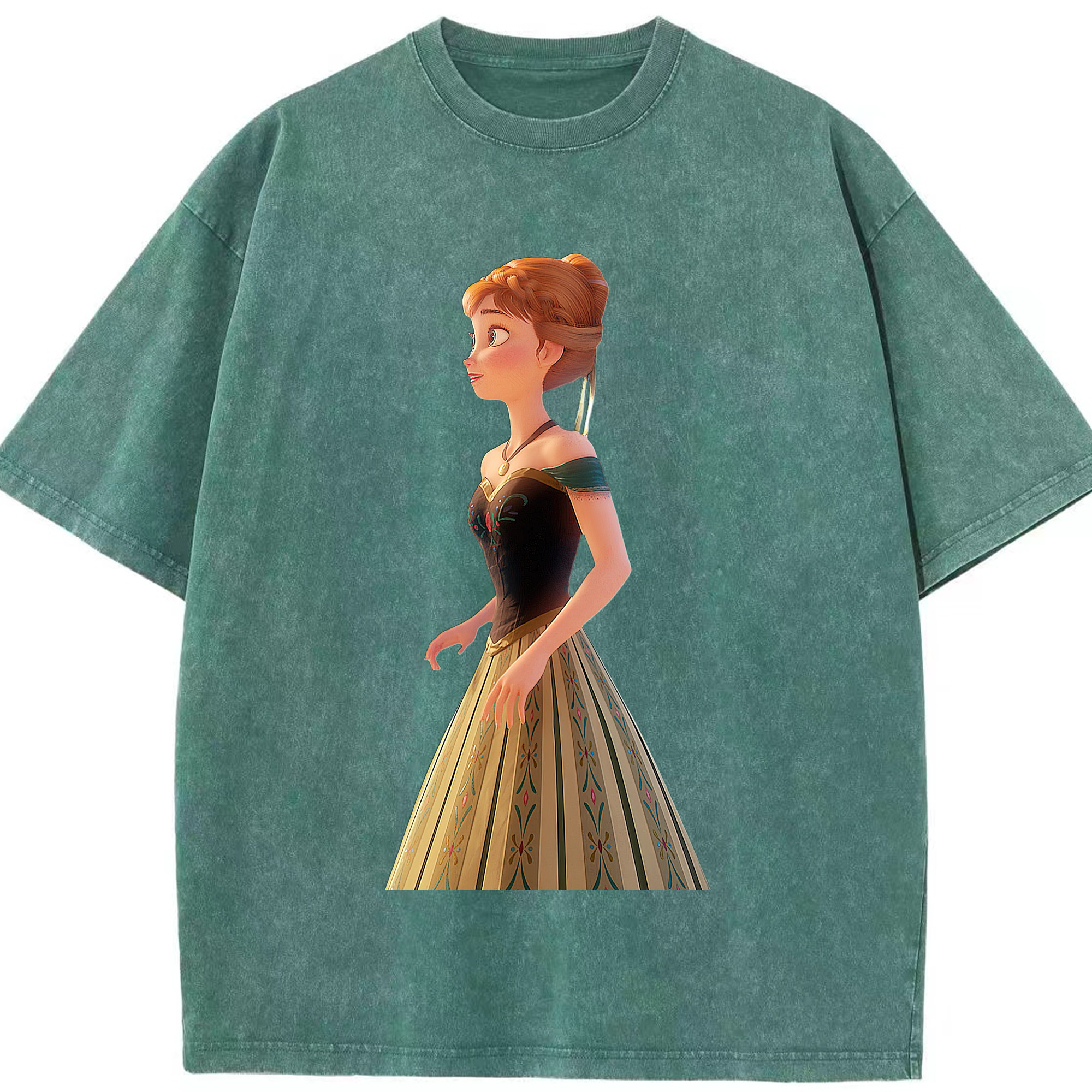 （画像用） アナと雪の女王 アンナ エルサ Frozen Anna Elsa 綿100% ヴィンテージ風 半袖Tシャツ（フロントプリント）